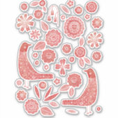 Noordse vogels en bloemen rood en wit sticker (Voorkant)