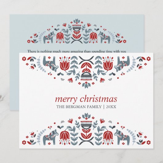 Noordse volks kunst | Dala paard Kerst vakantie Feestdagenkaart (Voorkant / Achterkant)