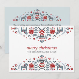 Noordse volks kunst | Dala paard Kerst vakantie Feestdagenkaart