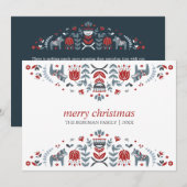 Noordse volks kunst | Dala paard Kerst vakantie Feestdagenkaart (Voorkant / Achterkant)