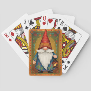 Noordse volks kunst kabouter met lantaarn pokerkaarten