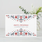 Noordse volks kunst | Kerstvakantie 3 Foto Feestdagenkaart (Staand voorkant)