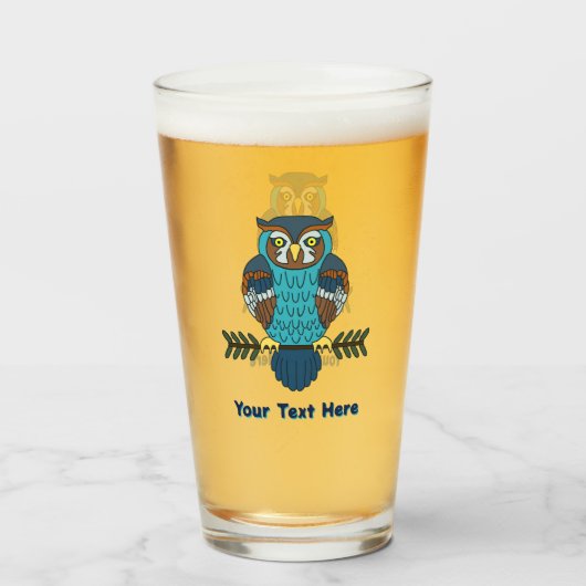 Noordse volks kunst uil glas (Voorkant gevuld)