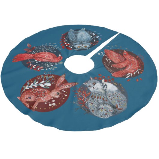 Noordse volkskunst, bosdieren, kerstboom rok (Gekanteld)