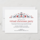 Noordse Volkskunst Dala Paard Virtueel Kerstfeest Feestdagenkaart (Voorkant)