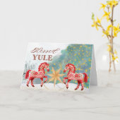 Noordse Volkskunst Kerstkaart Kaart (Gele Bloem)