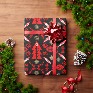 Noordse volkskunst vis cadeaupapier