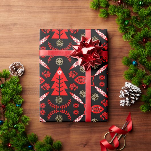 Noordse volkskunst vis cadeaupapier (Feestdagen Geschenken)