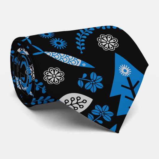 Noordse volkskunst vis stropdas (Opgerold)