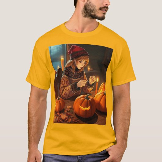 Noordse vrouw met Jack-O-Lanterns T-shirt (Voorkant)