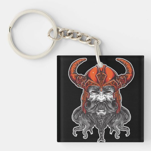 Noordse Walhalla Viking Illustratie Kunst Sleutelhanger (Voorkant)