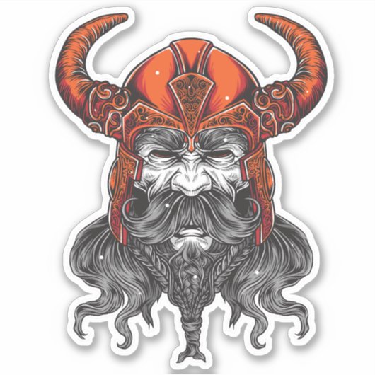 Noordse Walhalla Viking Illustratie Kunst Sticker (Voorkant)