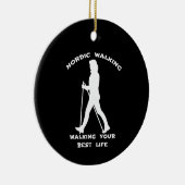 Noordse Walking Alternate Black and White Sides Keramisch Ornament (Rechts)