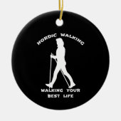 Noordse Walking Alternate Black and White Sides Keramisch Ornament (Voorkant)