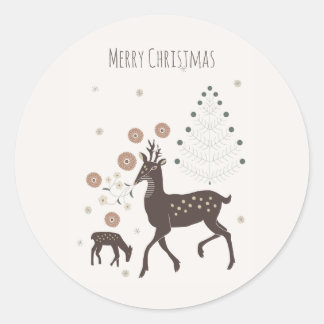 Noordse winter bos herten ronde sticker