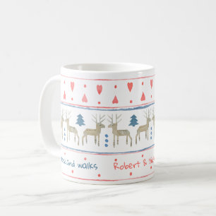 Noordse Winter Bos met Aangepaste Tekst en Namen Koffiemok