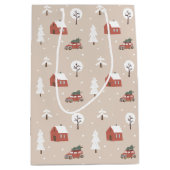 Noordse winter kerstvakantie dorp medium cadeauzakje (Voorkant)