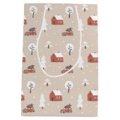 Noordse winter kerstvakantie dorp medium cadeauzakje (Achterkant)