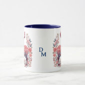Noordse Winter Rendier Roze Blauw Monogram Mok (Midden)