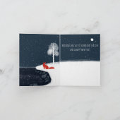 Noordse winternachtelijke rode vos in de fjords feestdagen kaart (Binnen)