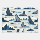 Noordse winterrendieren pinguïns zeehonden Abstrac Inpakpapier Vel (Voorkant 3)
