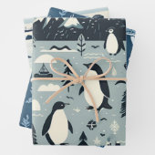 Noordse winterrendieren pinguïns zeehonden Abstrac Inpakpapier Vel (In situ)