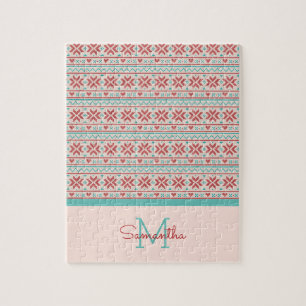 Noordse Wintertrui Nep Breipatroon Monogram Legpuzzel