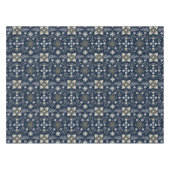 Noordse witte en gouden bloemen op blauwe achtergr tafelkleed (Voorkant (Horizontaal))