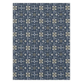 Noordse witte en gouden bloemen op blauwe achtergr tafelkleed (Voorkant)