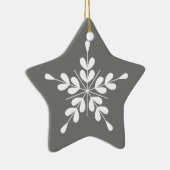 Noordse witte en grijze ster met bladeren keramisch ornament (Rechts)