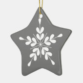 Noordse witte en grijze ster met bladeren keramisch ornament (Links)