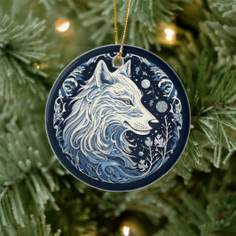Noordse Wolf Sieraad Keramisch Ornament