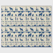 Noordse zoetwatermarine Blue Winter Animals beige Cadeaupapier (Vlak)