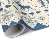 Noordse zoetwatermarine Blue Winter Animals beige Cadeaupapier (Rol Hoek)