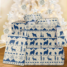 Noordse zoetwatermarine Blue Winter Animals beige Cadeaupapier