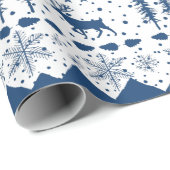 Noordse zoetwatermarine Blue Winter Animals White Cadeaupapier (Rol Hoek)