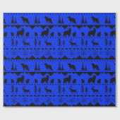 Noordse zoetwaterzwarte en blauwe winterdieren cadeaupapier (Vlak)