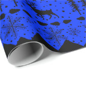 Noordse zoetwaterzwarte en blauwe winterdieren cadeaupapier (Rol Hoek)