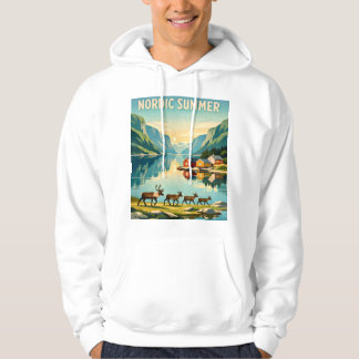 Noordse Zomer – Vintage Scandinavische Fjord Reize Hoodie