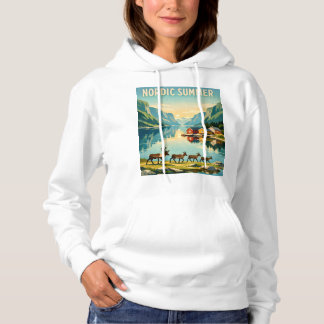 Noordse Zomer – Vintage Scandinavische Fjord Reize Hoodie