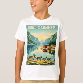 Noordse Zomer – Vintage Scandinavische Fjord Reize T-shirt