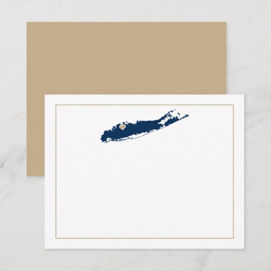 Noordshore van Long Island met hartstocht RSVP Kaartje (Voorkant / Achterkant)