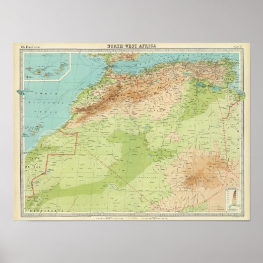 Noordwest-Afrika met scheepvaartroutes Poster (Voorkant)