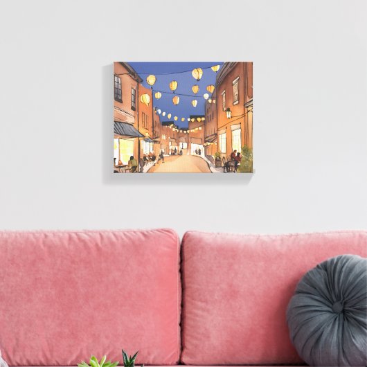 Noordwest-Italiaans district | Boston MA Waterverf Canvas Afdruk (Insitu (Woonkamer))