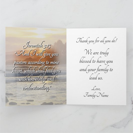 Noordwest Oceaan Sunrise Pastor Waardering Bedankkaart (Binnen)