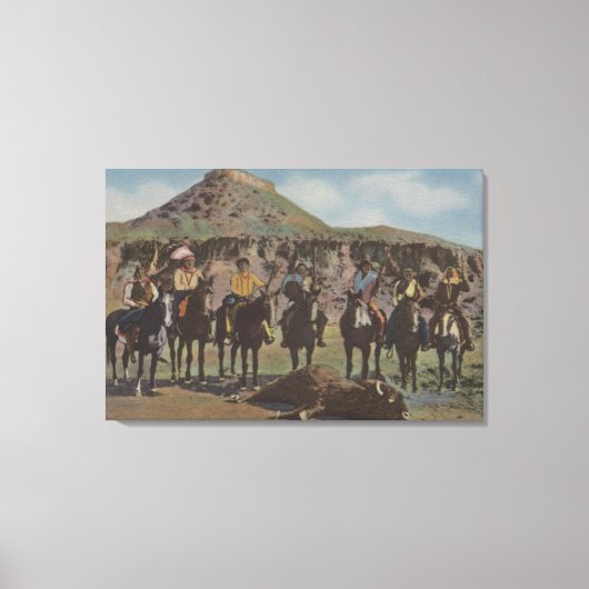 Noordwestelijke Indiërs - een Buffalo Hunt en Indi Canvas Afdruk (Voorkant)