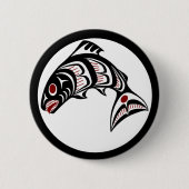Noordwestkust van de Stille Oceaan Haida art Salmo Ronde Button 5,7 Cm (Voorkant)