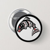 Noordwestkust van de Stille Oceaan Haida art Salmo Ronde Button 5,7 Cm (Voorkant /achterkant)