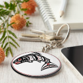 Noordwestkust van de Stille Oceaan Haida art Salmo Sleutelhanger (Zijkant)