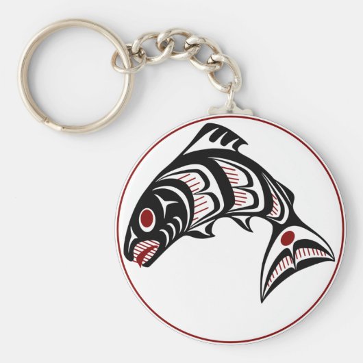 Noordwestkust van de Stille Oceaan Haida art Salmo Sleutelhanger (Voorkant)